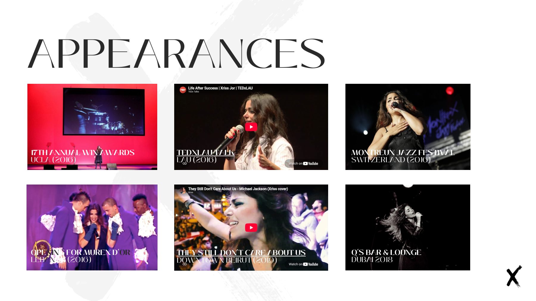 Xriss portfolio page 9: Appearances